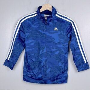Adidas Girls Blue Abstract Tricot Training Track Jacket Size 7; Activewear